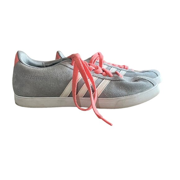 Adidas Sneakers Shoes Womens Size 6.5 Gray Pink Lace Up Neo Label - Picture 1 of 14